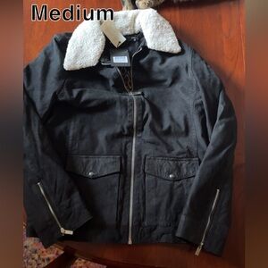 Scotch & Soda Black Suede Coat